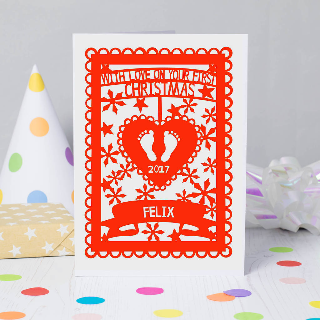 baby's first christmas printed card by pogofandango | notonthehighstreet.com