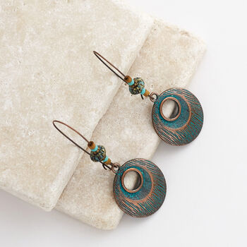 Antique Bronze And Turquoise Beaded Earrings, 3 of 3