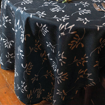 Luxury Christmas Tablecloth Mistletoe Dark Navy Blue, 8 of 8