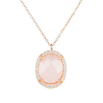 Beatrice Oval Gemstone Necklace Rose Gold Plated Silver, 9 of 12