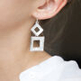 Matt Silver Geometric Hollow Square Necklace, thumbnail 4 of 5