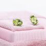 Natural Green Peridot Stud Earrings Sterling Silver, thumbnail 7 of 12