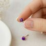 9ct Gold Amethyst Stud Earrings: February Birthstone – 4mm, thumbnail 1 of 6