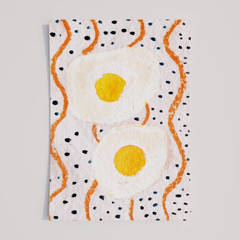 Fried Egg Art Print Brunch Kitchen Poster, 6 of 12