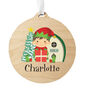 Personalised Elf Round Wooden Decoration, thumbnail 2 of 5