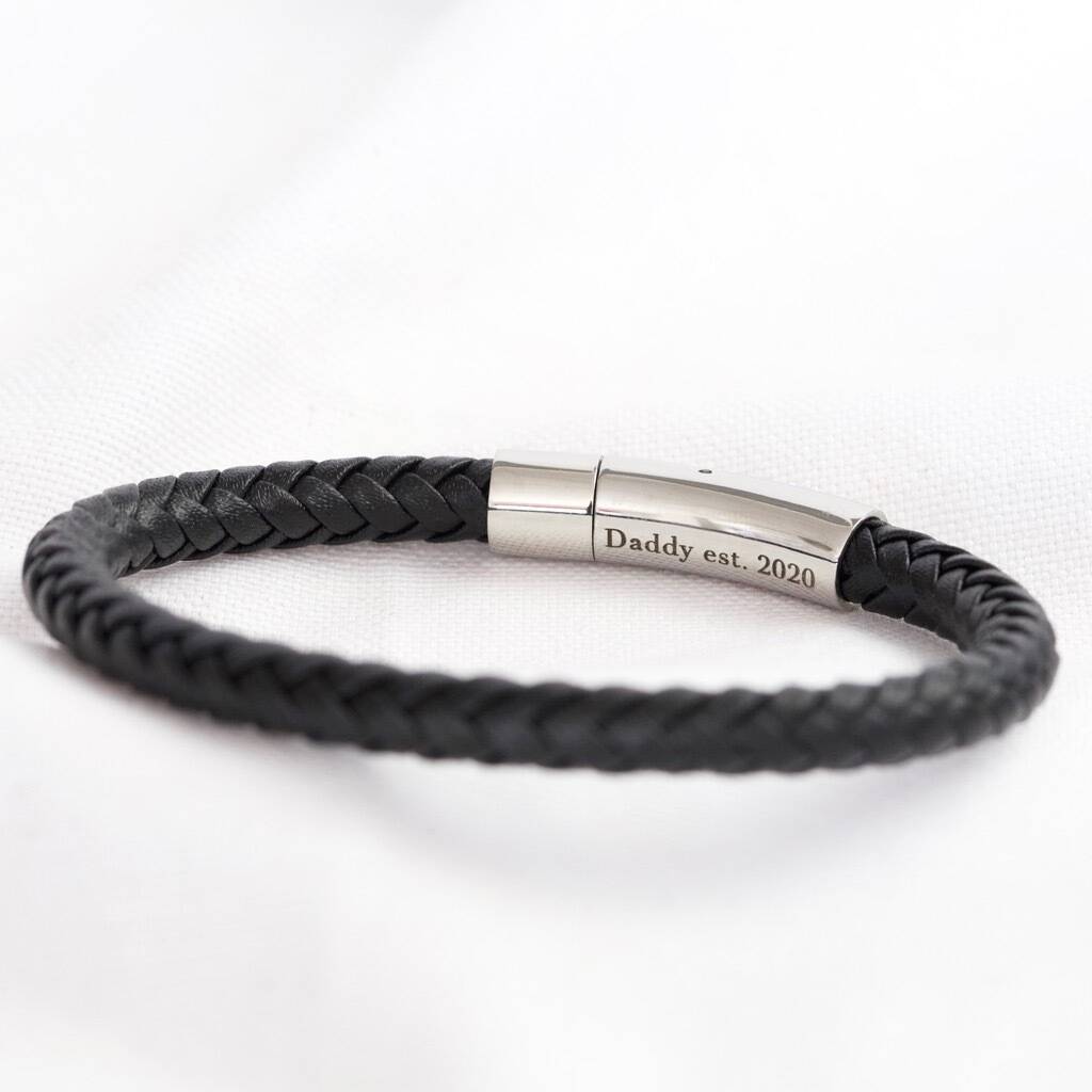 Men's Personalised Engraved Leather Bracelet By Lisa Angel ...