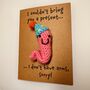 Funny Party Worm Crochet Birthday Card Handmade, thumbnail 10 of 10