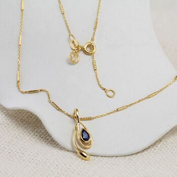 Blue Sapphire Gold Pendant, 3 of 7