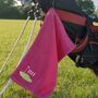 Personalised Pink Embroidered Golf Towel, thumbnail 1 of 2