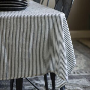 Black and white striped table skirt sale