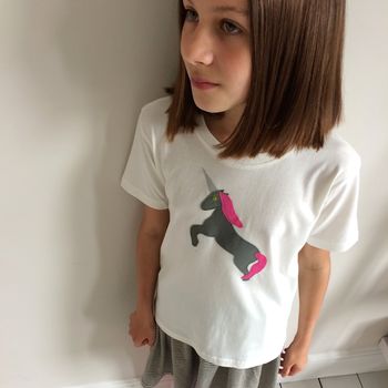 Kid's Unicorn T Shirt Cream, 3 of 4
