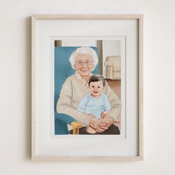 Personalised Grandmother Portrait, Hand Drawn From Photo, Custom Watercolour Artwork, Birthday Or Christmas Gift For Grandma Or Nana, 5 of 10