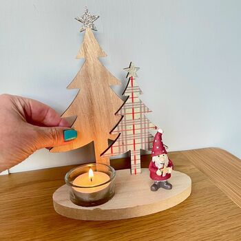 Santa And Christmas Tree Wooden Decoration, 2 of 4