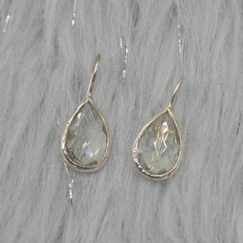 Green Amethyst Teardrop Silver Earrings, 3 of 6
