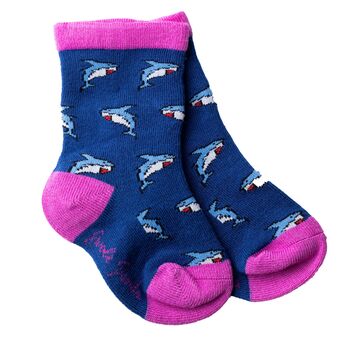 Bamboo Socks For Children Shark, 2 of 5