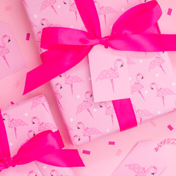 Origami Flamingo Wrapping Paper With Tags, 2 of 5