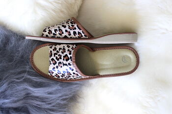 Leopard Leather Open Toe Slippers By Onaie, 4 of 4