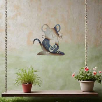 Metal Mouse Wall Art For Garden Decor And Moms Gift, 9 of 10