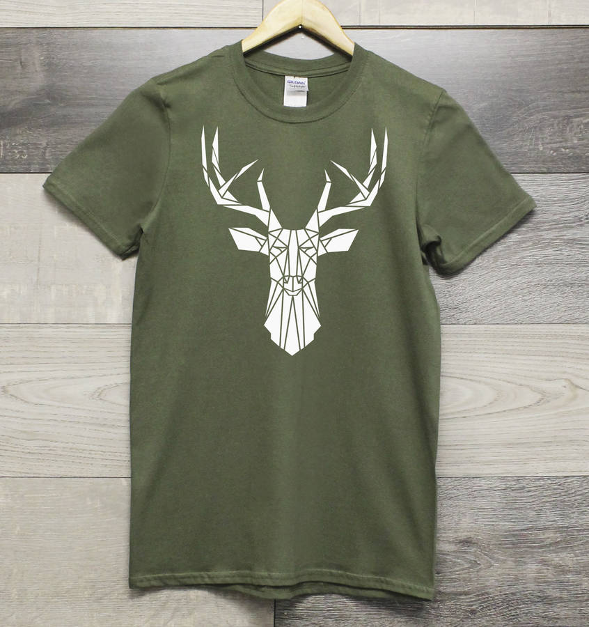 Men's Tshirt Geometric Stag Graphic By Stencilize | notonthehighstreet.com