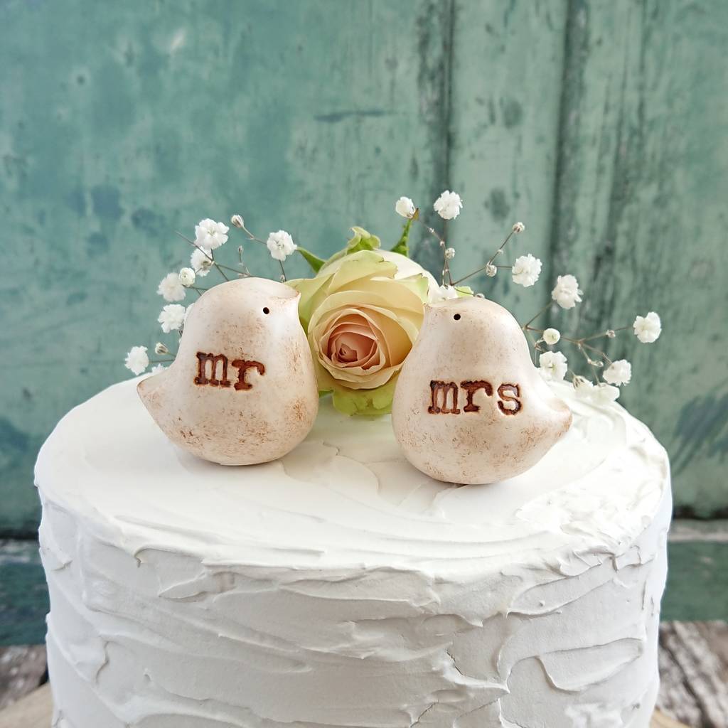 Mr And Mrs Lovebird Wedding Cake Toppers By Hello Blondie