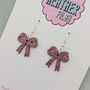 Ribbon Bow Mini Glitter Resin Earrings, thumbnail 8 of 12