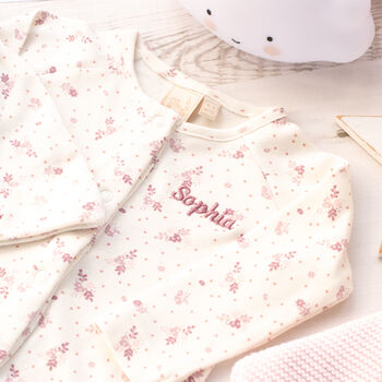 Personalised Girls Floral Babygrow And Hat Gift Set, 3 of 10