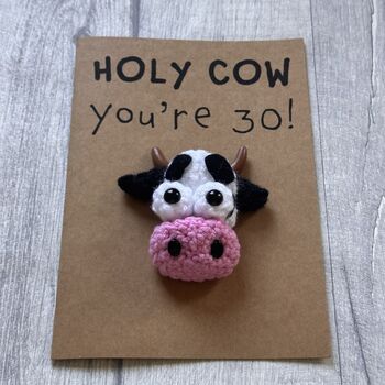 Personalised Age Cow Crochet Birthday Card Handmade, 7 of 12