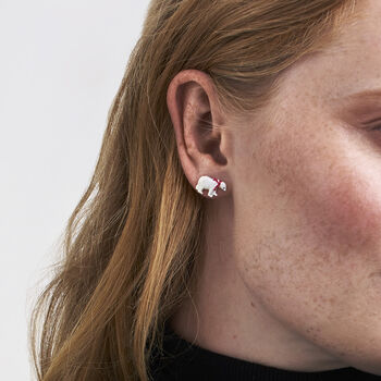 Cosy Polar Bear Silver Stud Earrings, 2 of 7