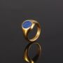 Gold Plated Blue Lapis Lazuli Steel Signet Ring For Men, thumbnail 8 of 11