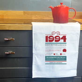 Personalised 30th Birthday Gift Microfibre Tea Towel, 6 of 9