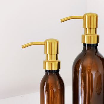 Refillable Amber Bottle With Brass Gold Metal Pump, 2 of 6