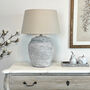 Large Ribbed Pale Grey Distressed Table Lamp Base, thumbnail 9 of 12