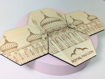 Brighton Royal Pavilion Coasters Set Of Four Maple Wood, 8 of 9