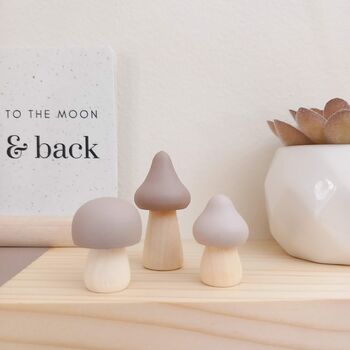 Wooden Mountain And Mushroom Nursery Decor Set Dusty Pink, 4 of 6