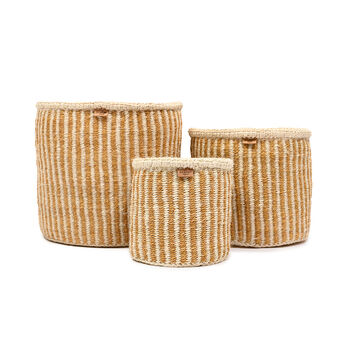 Hotuba: Gold Pinstripe Woven Storage Basket, 9 of 9