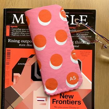Maximalist Orange And Pink Polka Dot Glasses Case, 8 of 8