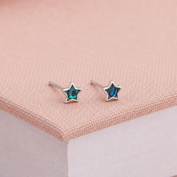 4mm Sterling Silver Abalone Star Stud Earrings, 4 of 7
