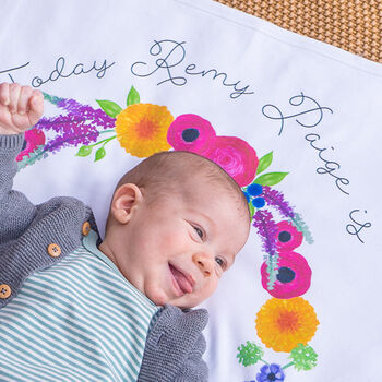 Personalised Floral Baby Milestone Blanket, 4 of 9