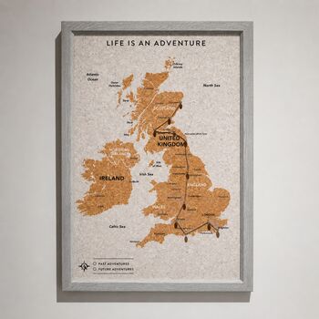 UK Pin Map Travel Gift Cork Board, 7 of 7