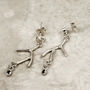 Silver And Sapphire Twig Earrings, thumbnail 1 of 3