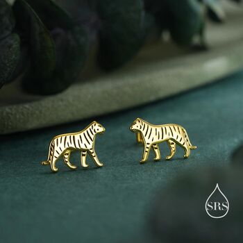 Sterling Silver Tiny Tiger Stud Earrings, 4 of 12