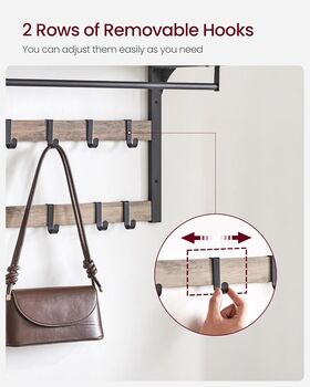 Wall Mounted Coat Rack With Removable Hooks, 6 of 9