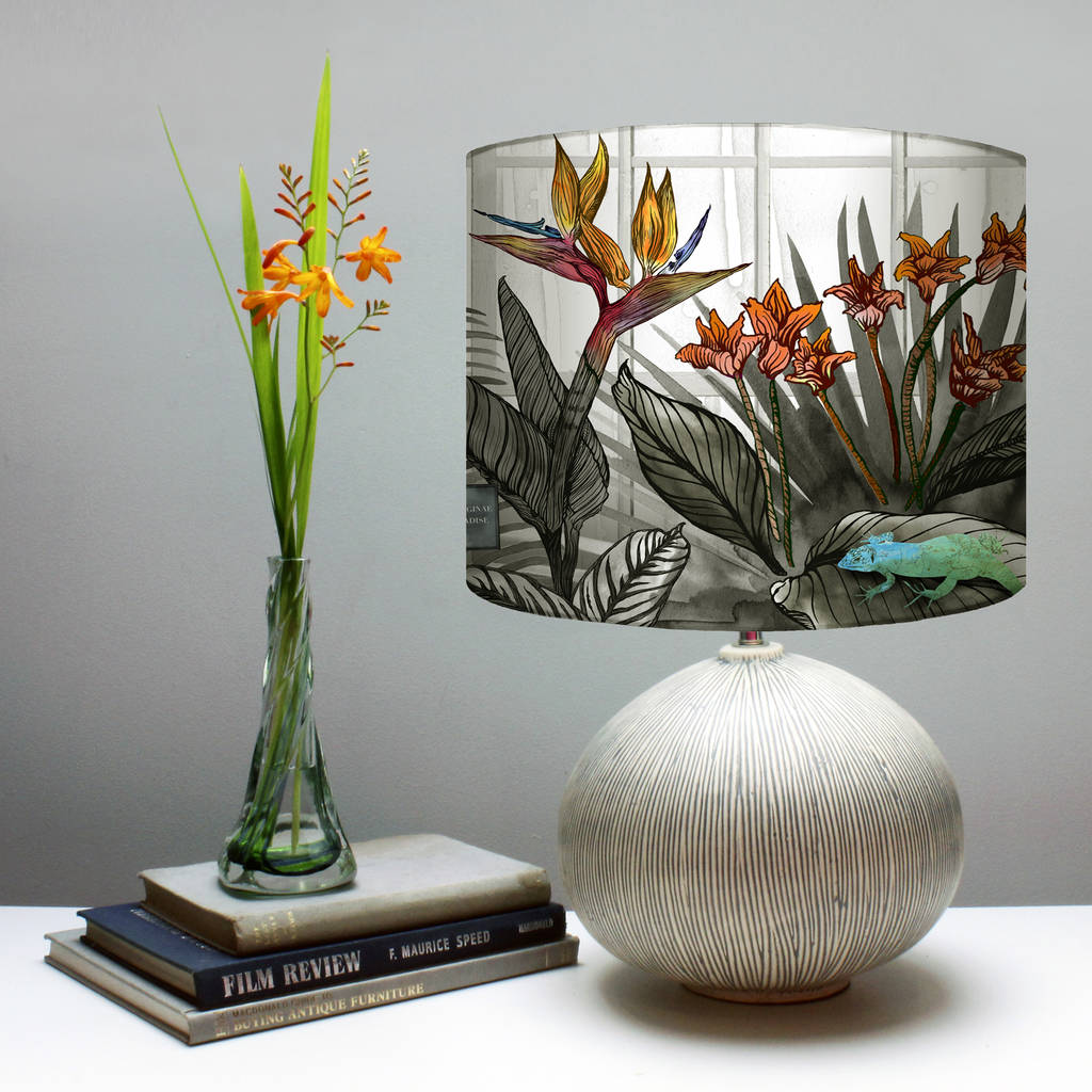 Tropical Glasshouse Botanical Monochrome Lampshade By Terrarium Designs
