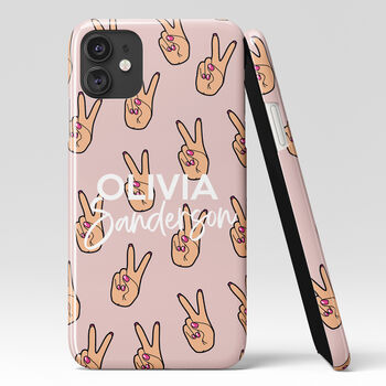 Personalised Pop Peace Sign Name Phone Case, 3 of 4