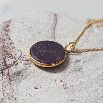 'The Circle' Ruby July Birthstone Necklace, Gold Plated, 3 of 7