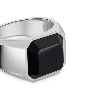 Black Onyx Octagonal Signet Ring 925 Solid Silver, 3 of 4