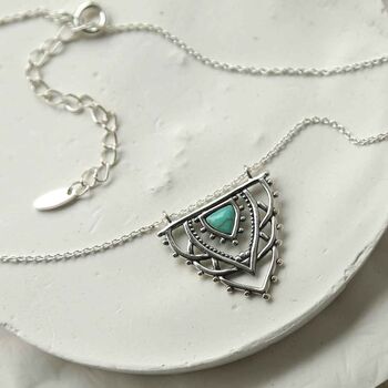 Sterling Silver Turquoise Triangle Necklace, 4 of 6