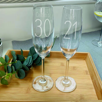 Personalised Birthday Bubbles Champagne Flute, 2 of 3