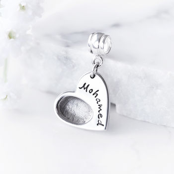 Silver Fingerprint Heart Charm With Fitting, 2 of 7
