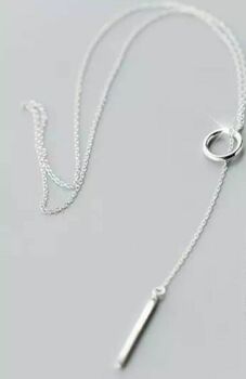 Long Eclipse Or Square Bar Silver Necklace, 4 of 8